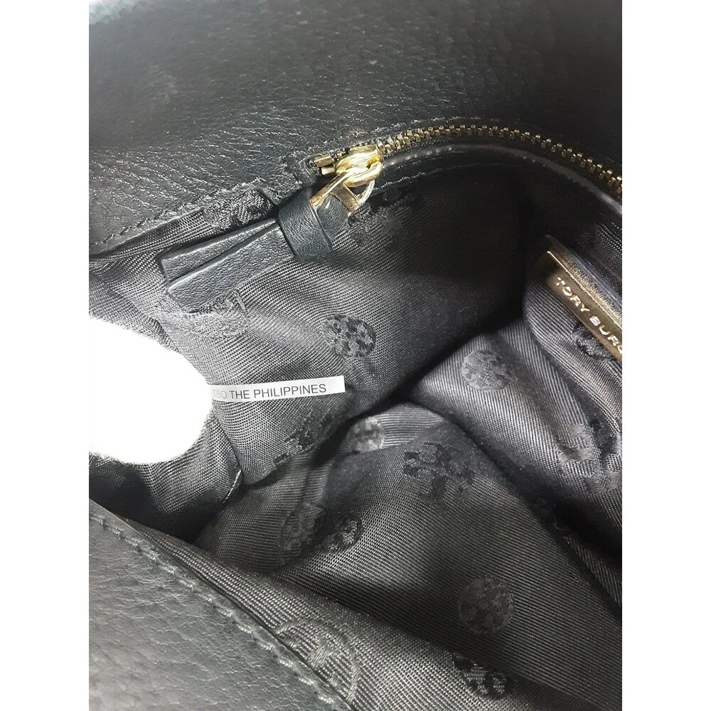 Tory Burch Black Pebbled Leather Crossbody Bag Shoulder Handbag Convertible